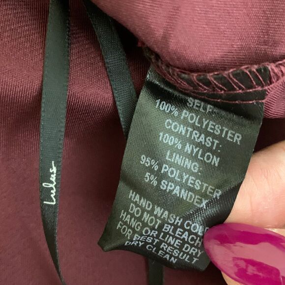 Lulus Burgundy Red Lace Backless Skater Fit & Flare Mini Dress XS - Picture 9 of 12